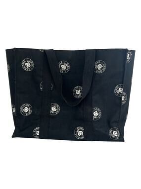 Vintage Lancôme Paris Black Rose Canvas Tote Bag Logo Print